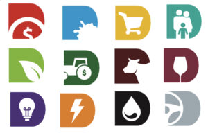 a collection of logos with different colors